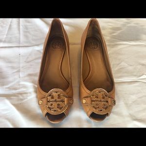Auth Tory Burch Royal Tan Amanda Demi Wedge